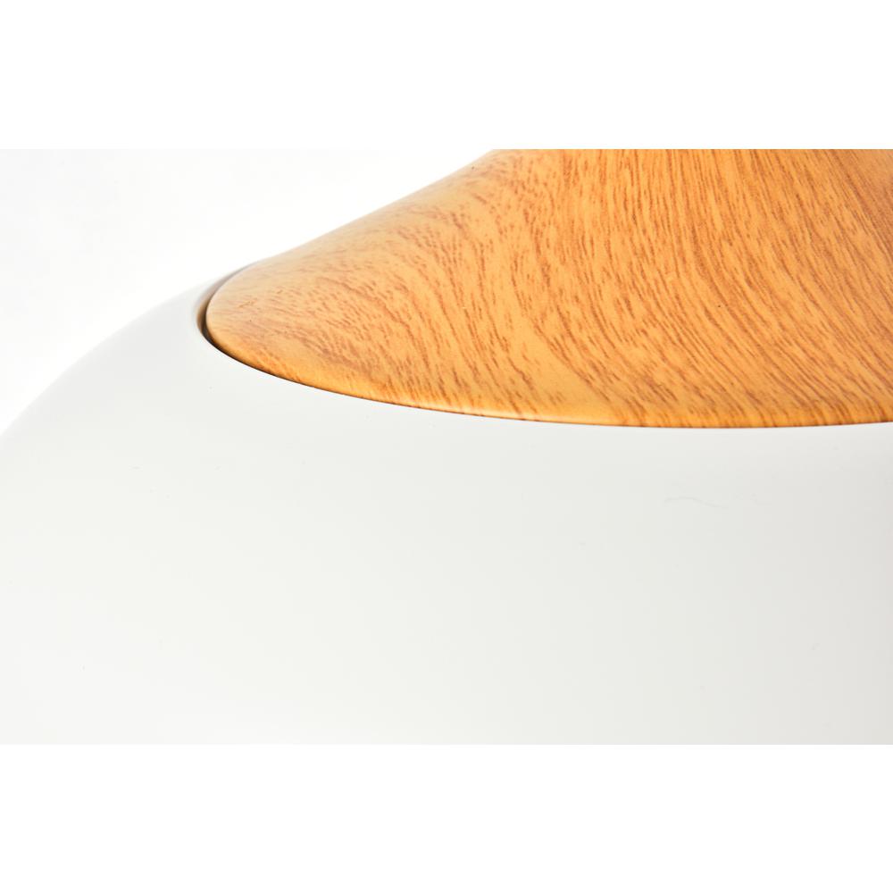 Nora Collection Pendant D11.5in H9in Lt:1 frosted white and natural wood finish. Picture 4