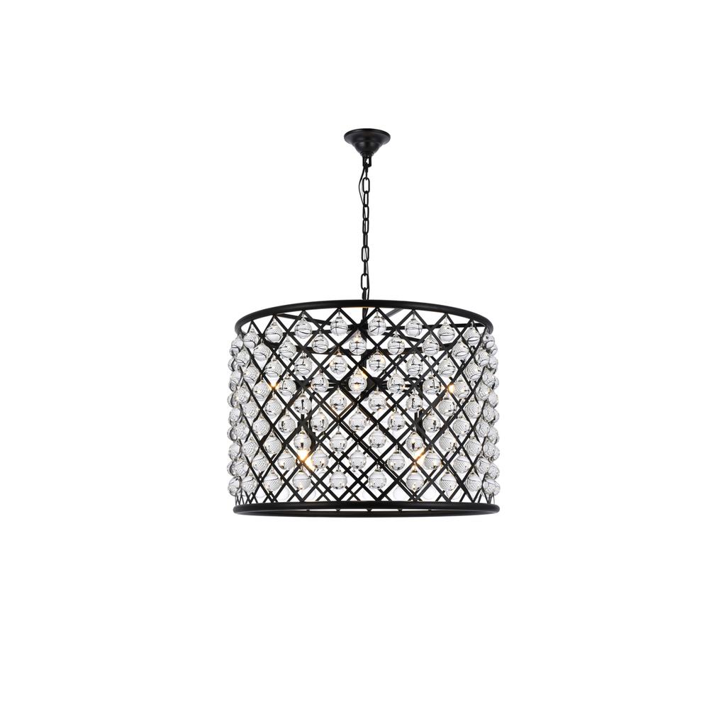 Madison 8 light Matte Black Chandelier Clear Royal Cut Crystal. Picture 1