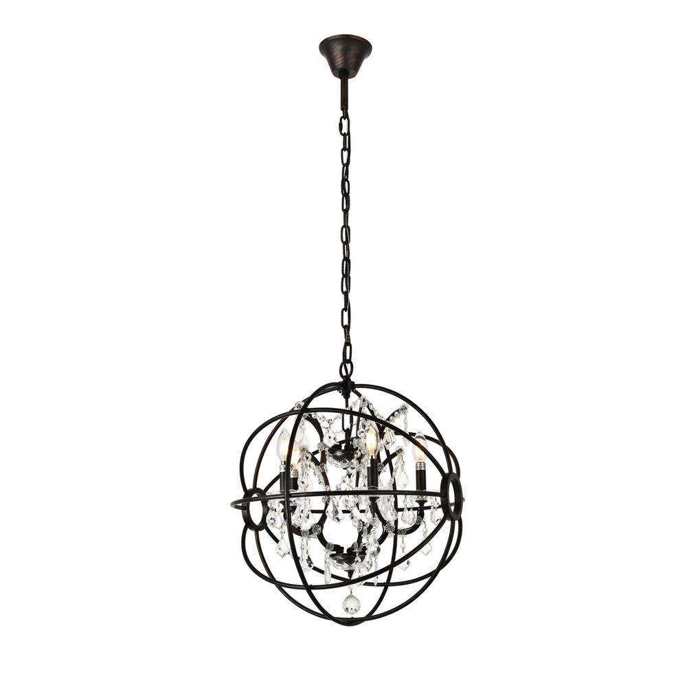 Geneva 5 light Dark Bronze Pendant Clear Royal Cut crystal. Picture 6