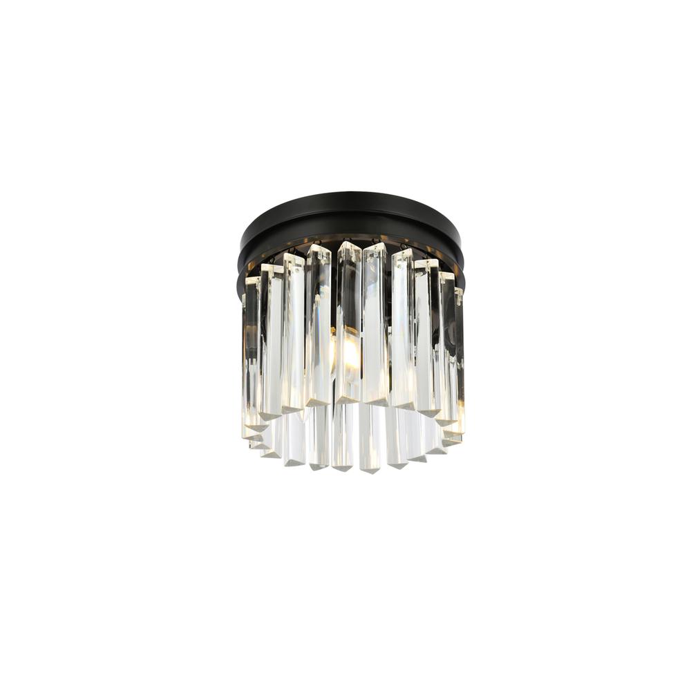Sydney 3 light Matte Black Flush Mount Clear Royal Cut Crystal. Picture 2