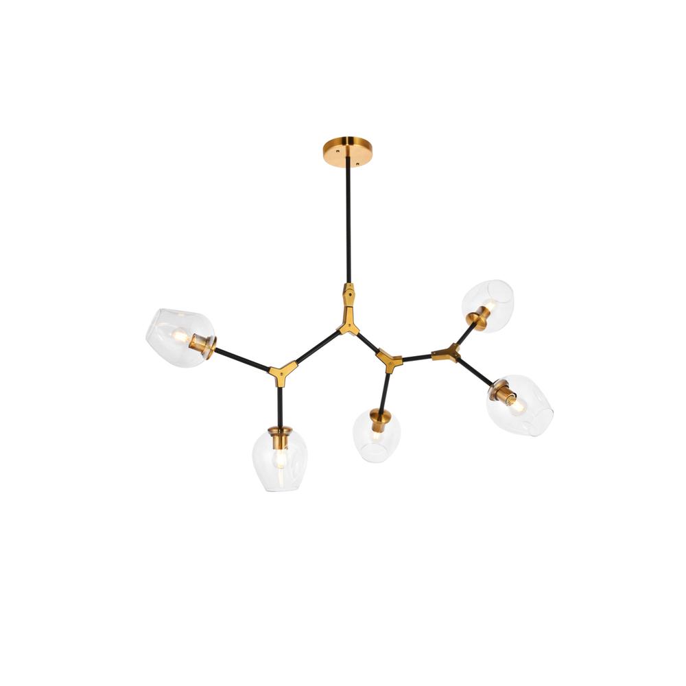 Cavoli 5 light in Light Antique Brass and Flat Black Pendant. Picture 1