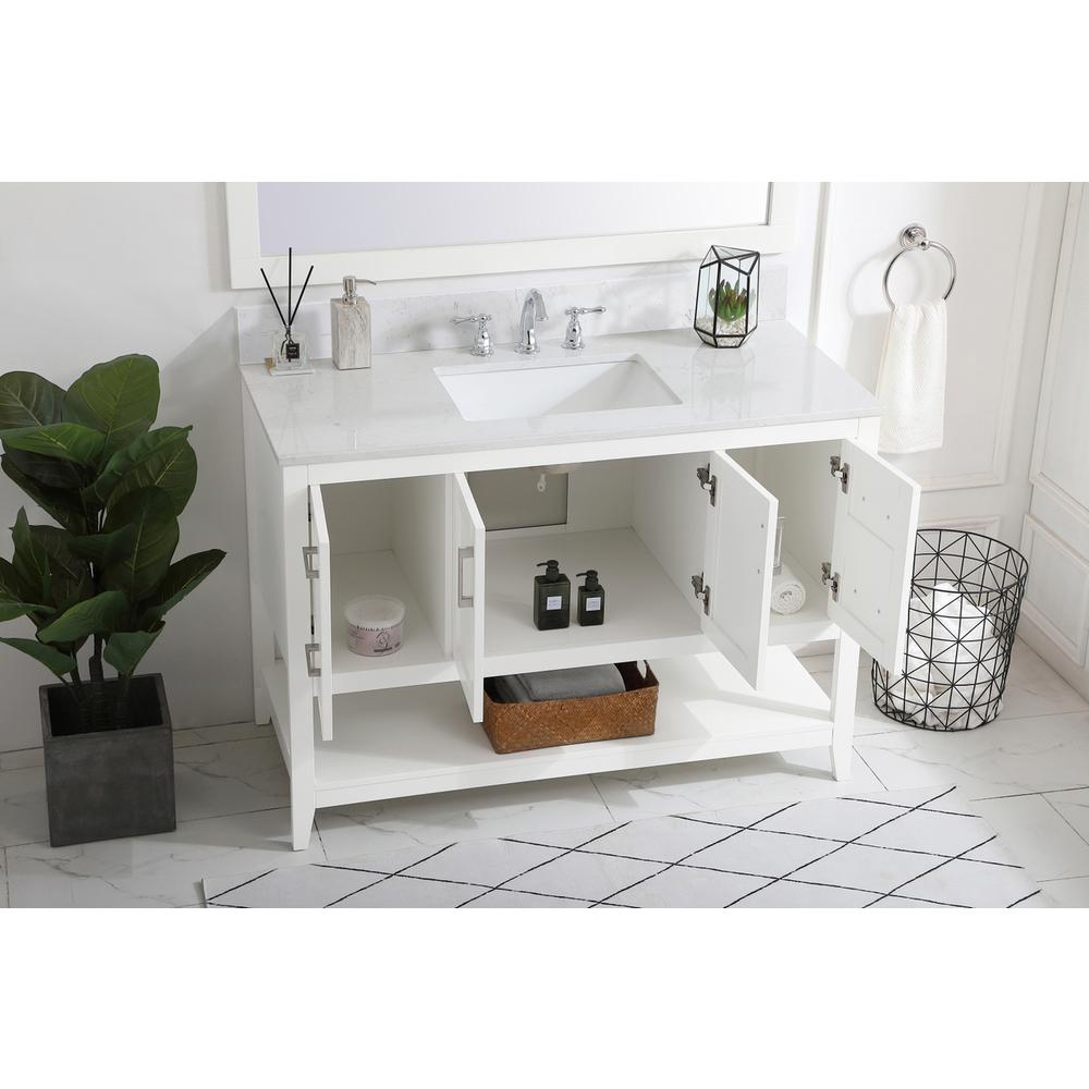 48 inch Single Bathroom Vanity in White with Backsplash. Picture 3