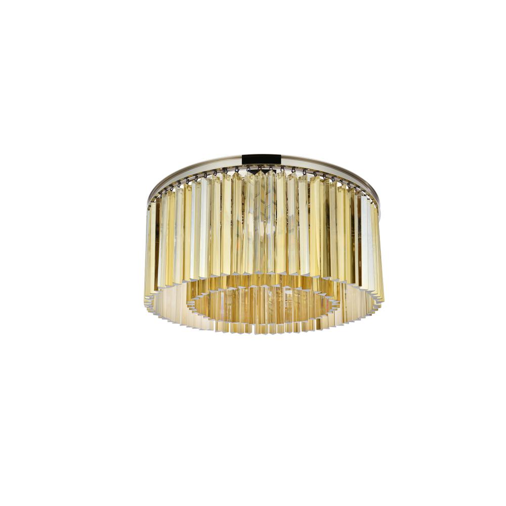 Sydney 8 light polished nickel Flush Mount Golden Teak (Smoky) Royal Cut Crystal. Picture 6