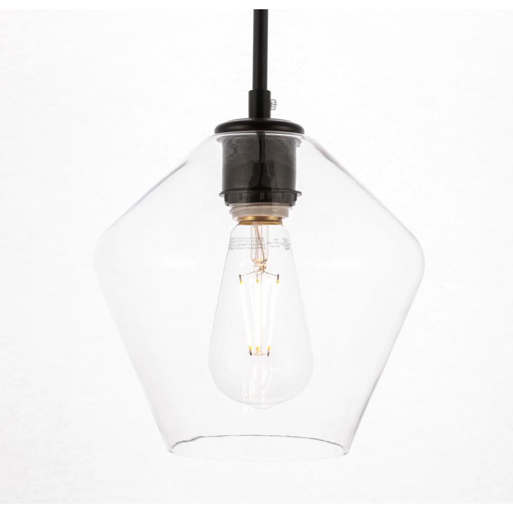 Gene 1 light Black and Clear glass pendant. Picture 11