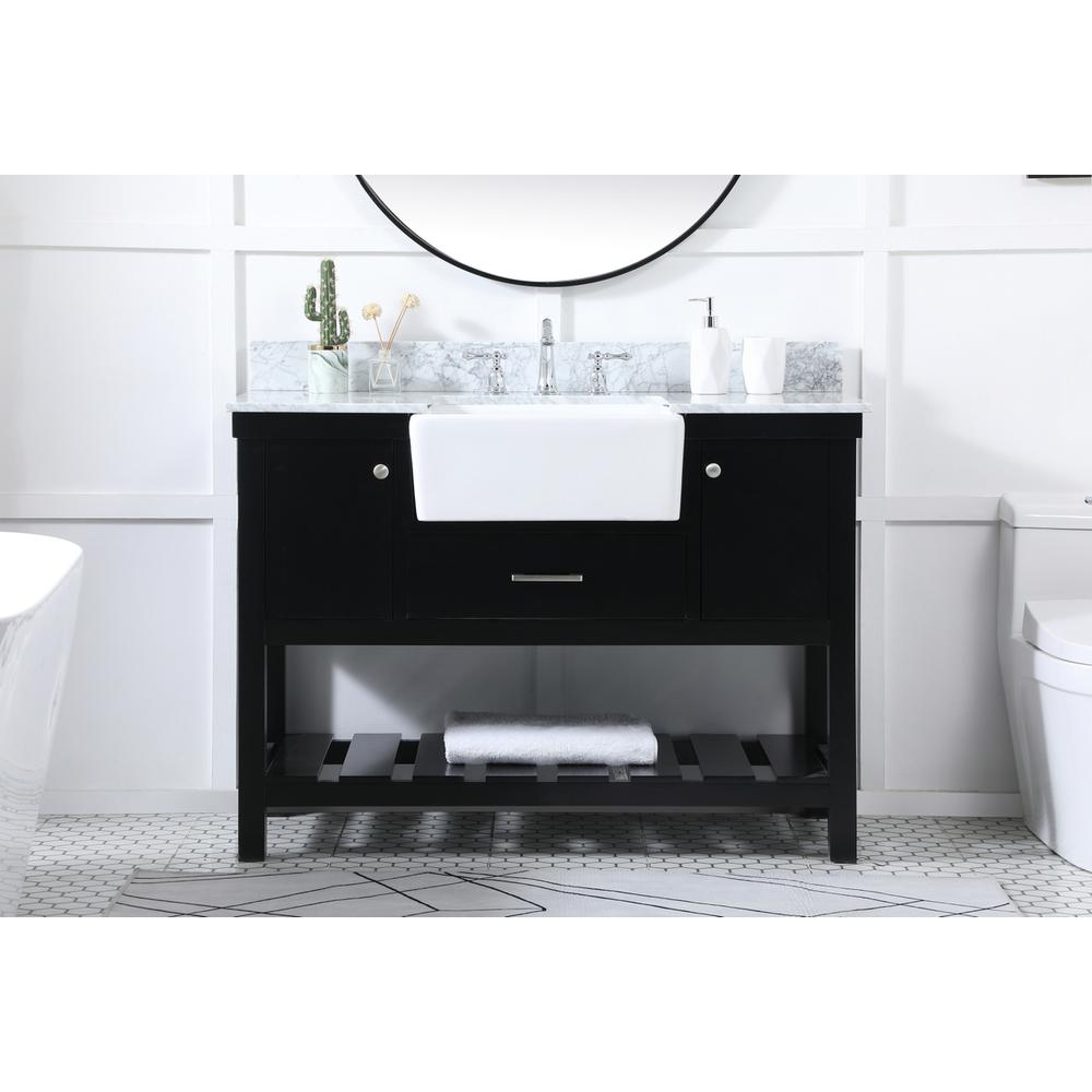 48 inch Single bathroom vanity in black with backsplash. Picture 14