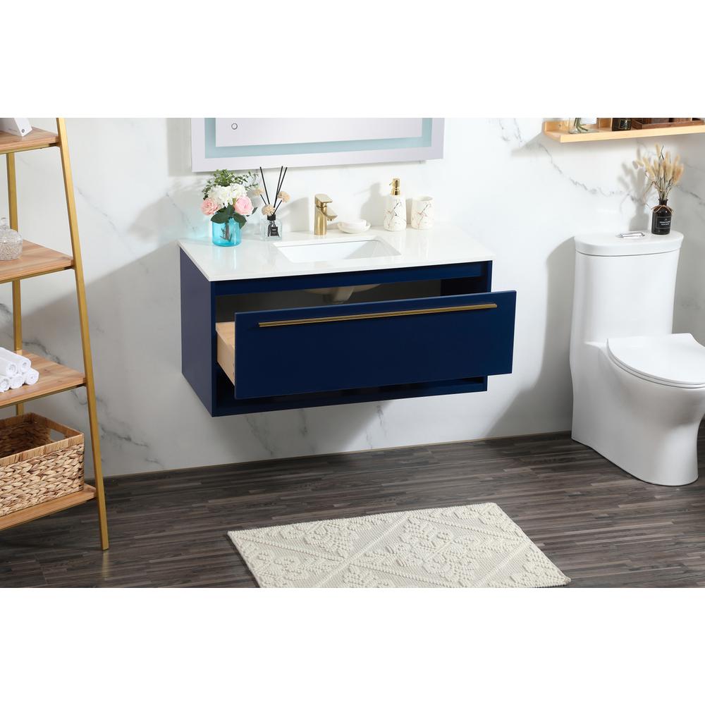 40 inch Single bathroom vanity in blue. Picture 3