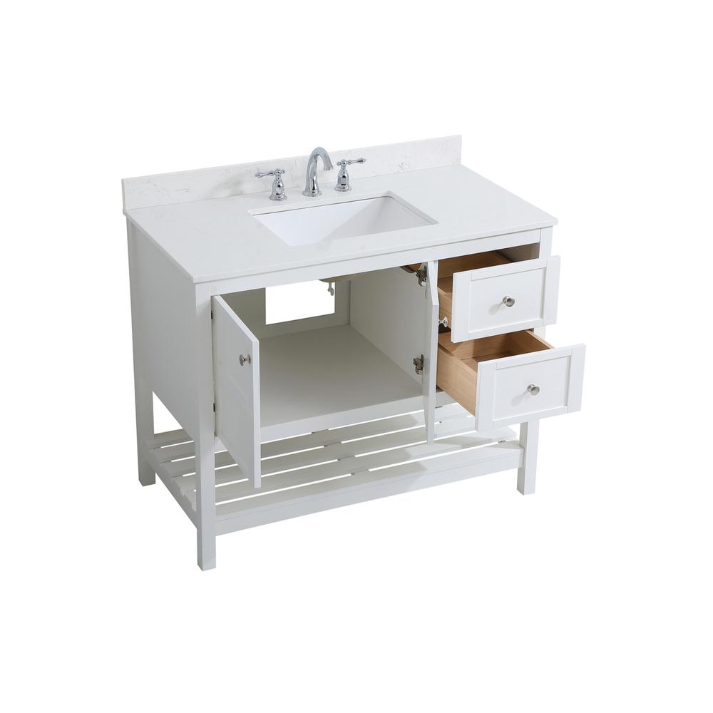 42 inch Single Bathroom Vanity in White with Backsplash. Picture 9