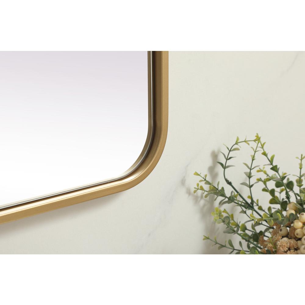 Soft Corner Metal Rectangle Mirror 32x72 Inch in Brass. Picture 6