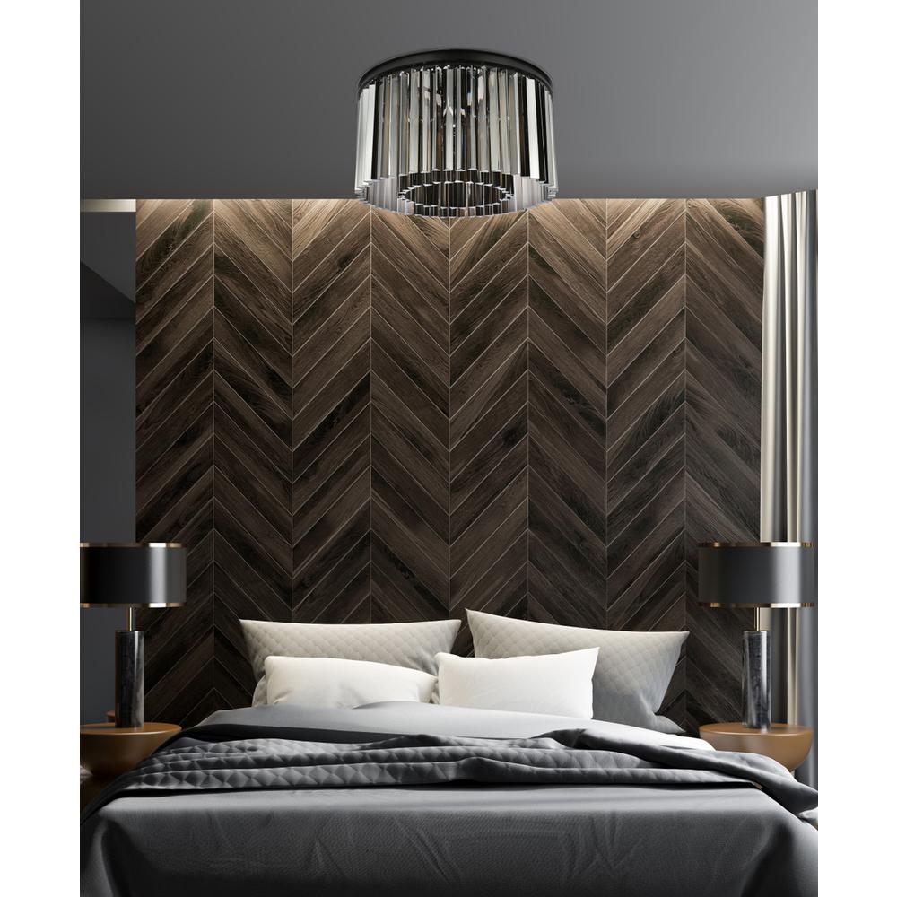 Sydney 8 light Matte Black Flush Mount Silver Shade (Grey) Royal Cut Crystal. Picture 8