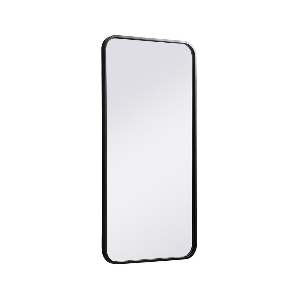 Soft corner metal rectangular mirror 18x36 inch in Black. Picture 5