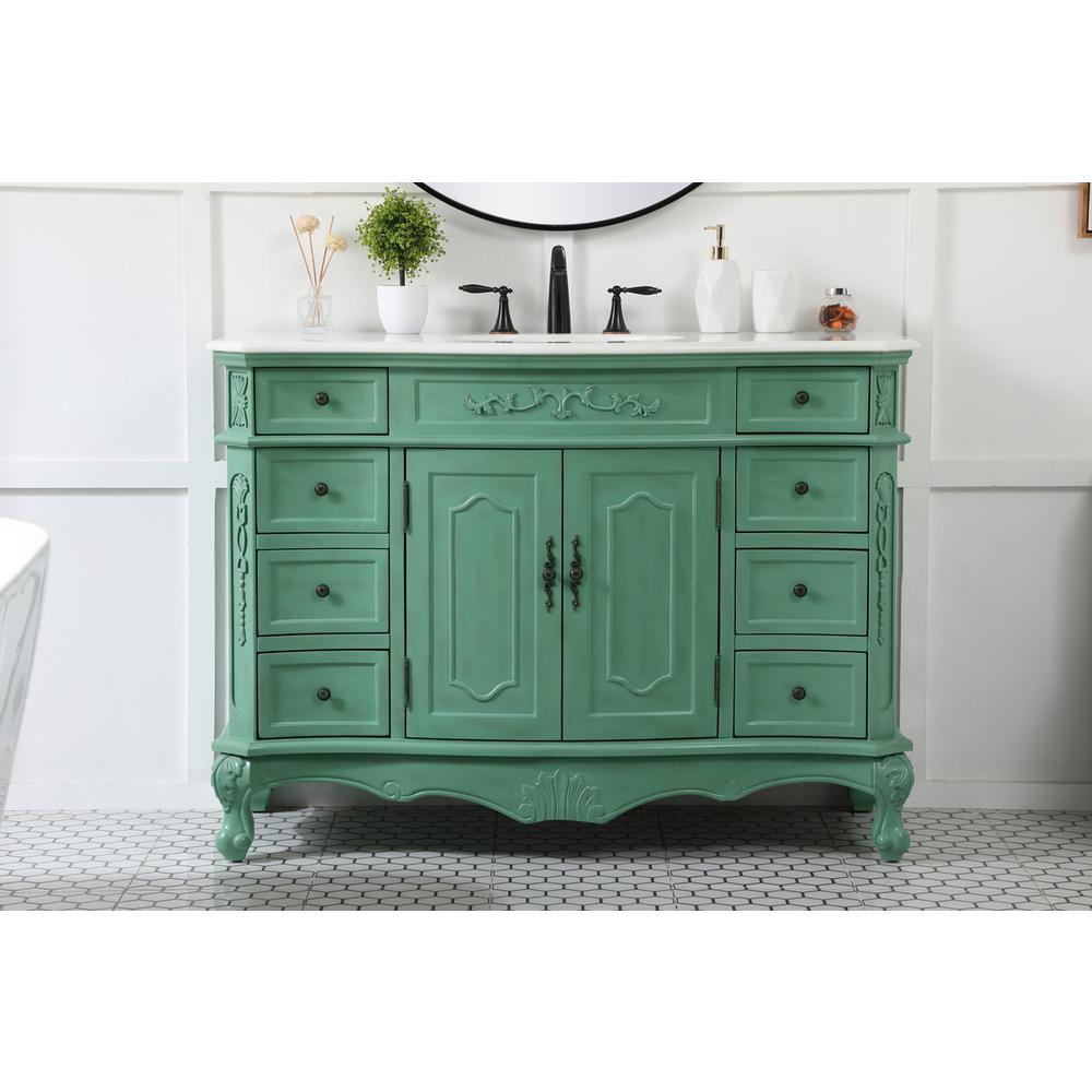 48 inch Single Bathroom vanity in vintage mint. Picture 14