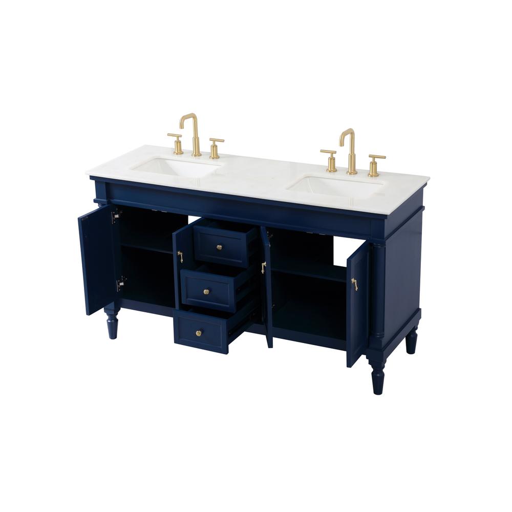 60 inch double bathroom vanity in blue. Picture 9
