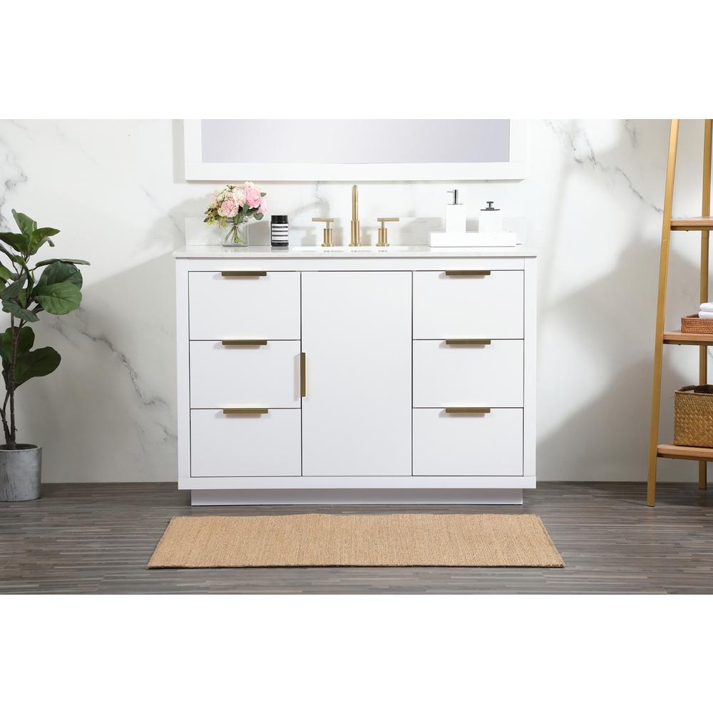 48 inch Single bathroom vanity in white with backsplash. Picture 14