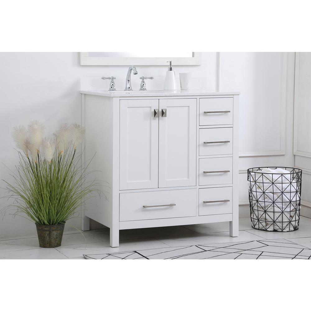 32 inch Single Bathroom Vanity in White with Backsplash. Picture 2