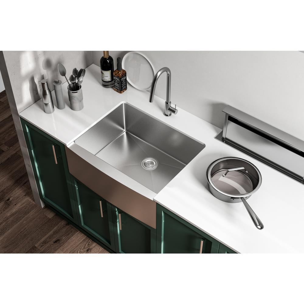 Stainless Steel farmhouse kitchen sink L27'' x W22'' x H10". Picture 4