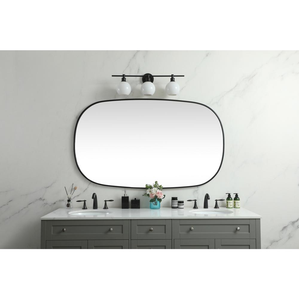 Metal Frame Oval Mirror 36x60 Inch in Black. Picture 11