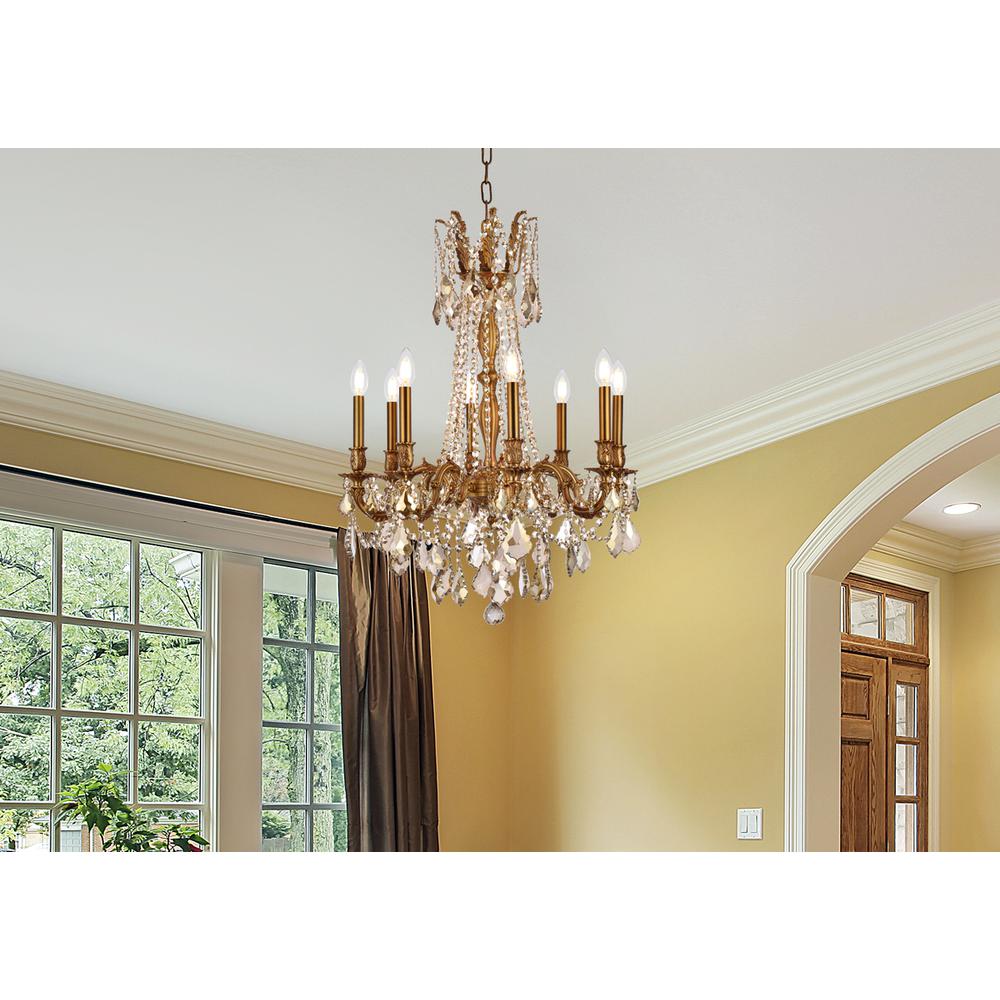 Rosalia 8 light French Gold Chandelier Golden Teak (Smoky) Royal Cut Crystal. Picture 8