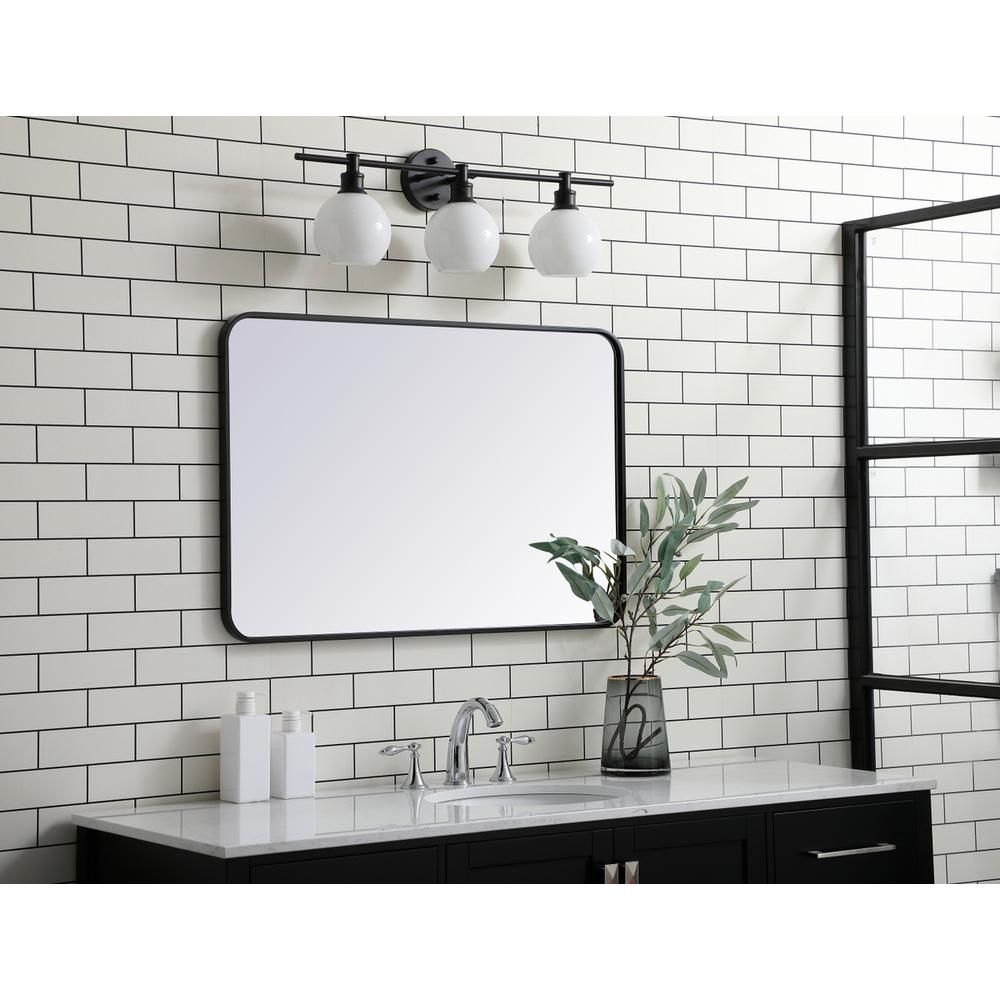 Soft corner metal rectangular mirror 24x36 inch in Black. Picture 2