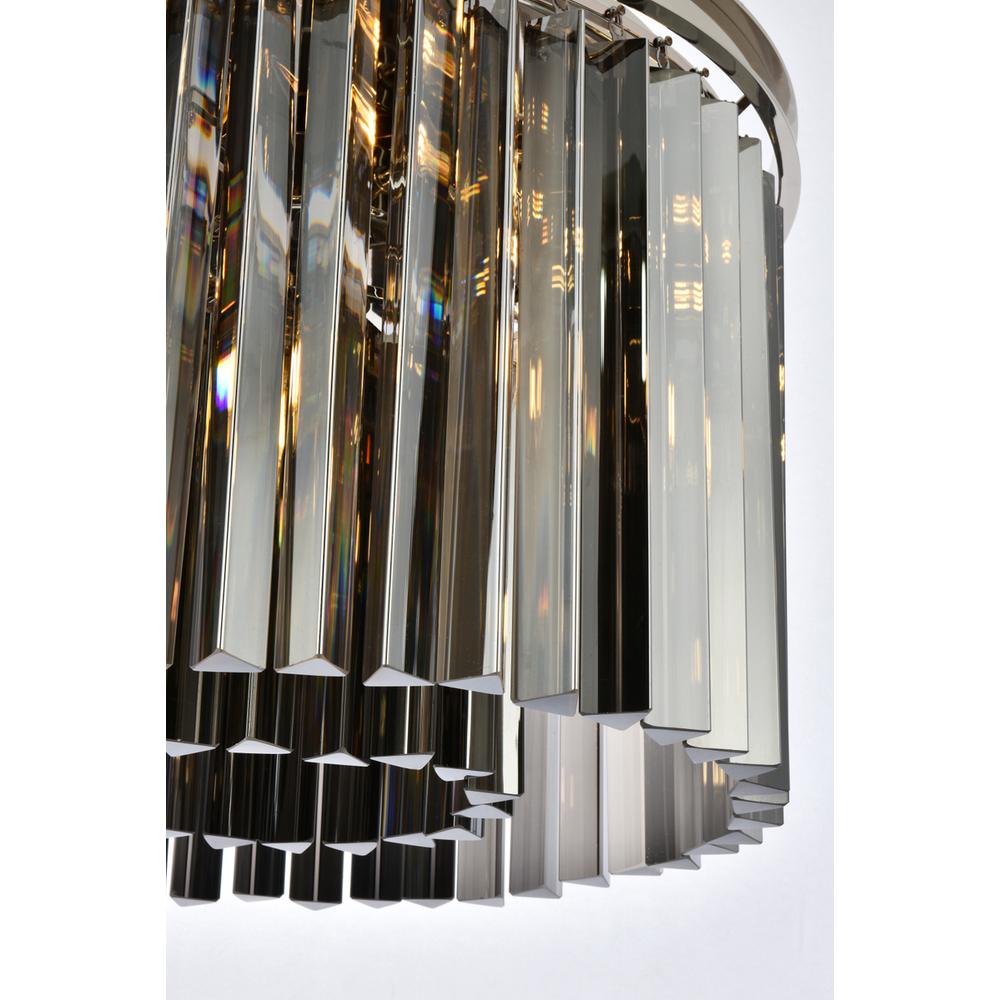 Sydney 6 light polished nickel Pendant Silver Shade (Grey) Royal Cut Crystal. Picture 5