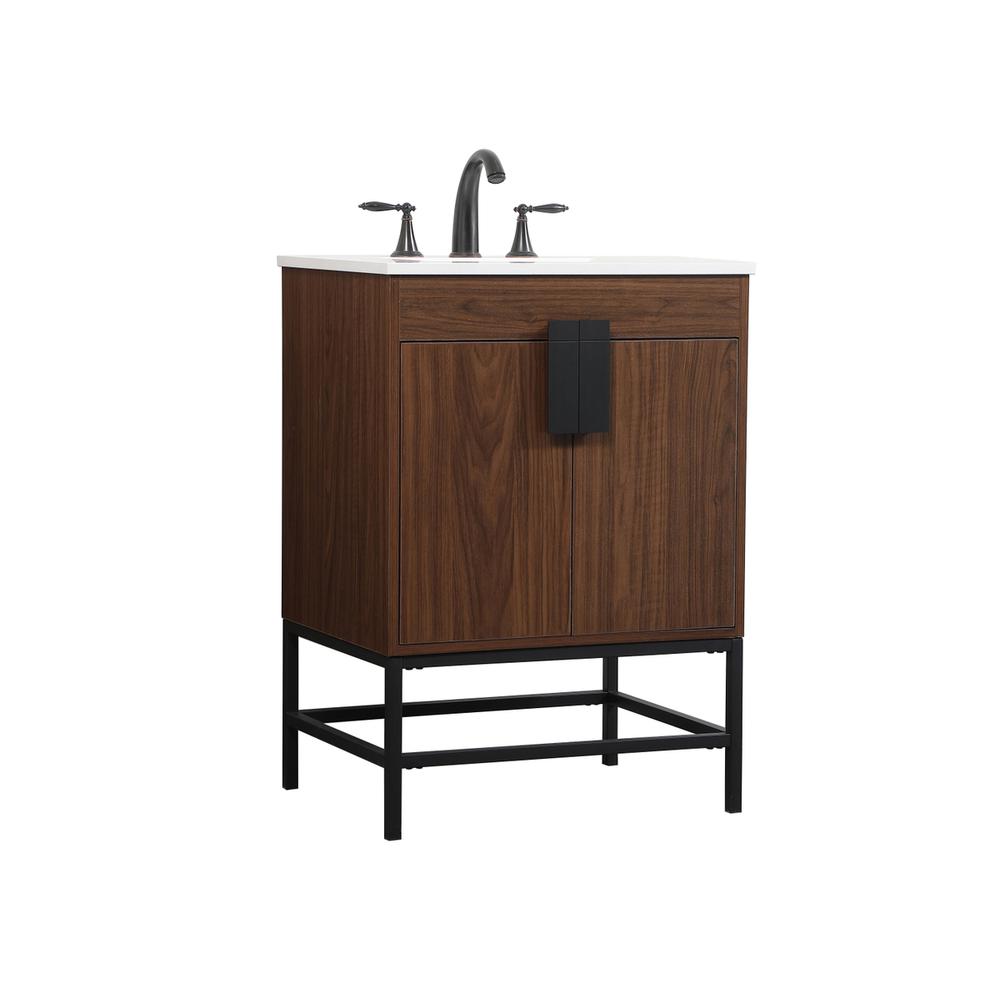 24 inch Single bathroom vanity in walnut. Picture 7