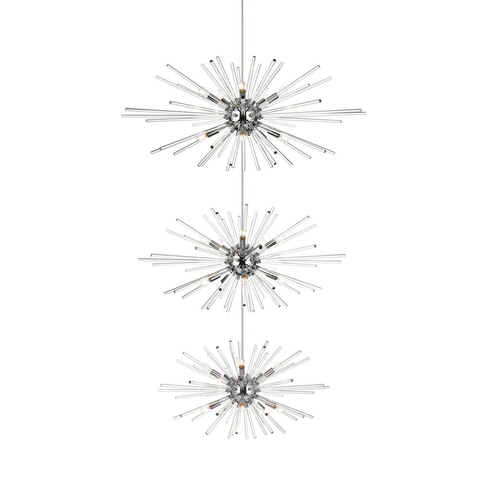 Sienna 46 inch three tiers crystal starburst chandelier in chrome. Picture 2