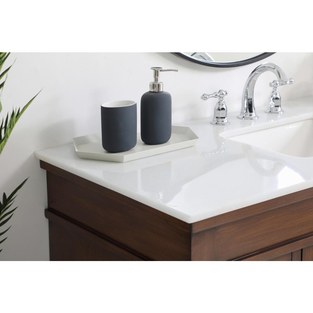 48 inch Single Bathroom vanity in Walnut with ivory white engineered marble. Picture 4
