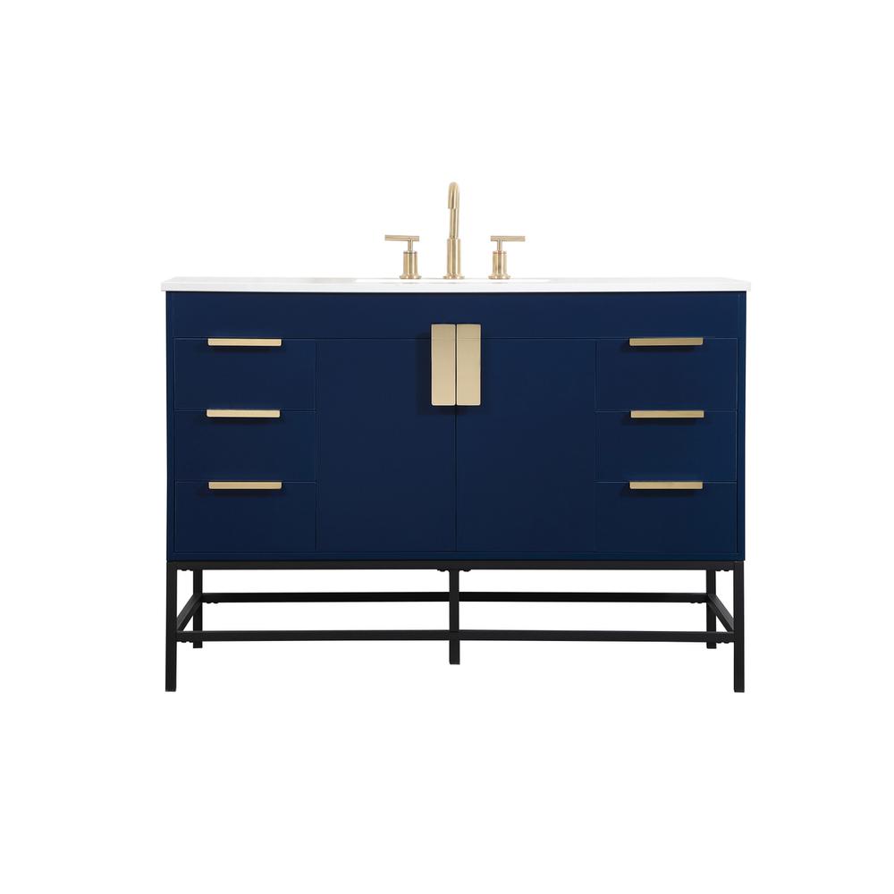 48 inch Single bathroom vanity in blue. Picture 1