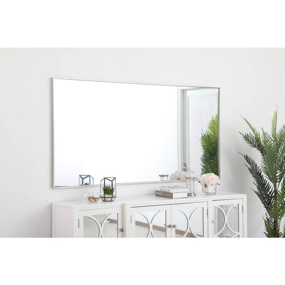 Metal frame rectangle mirror 36 inch in silver. Picture 6