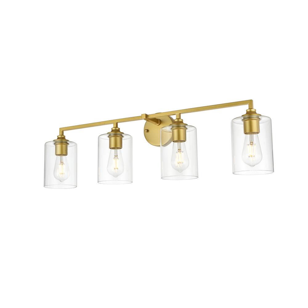 Mayson 4 light Brass and Clear Bath Sconce. Picture 2