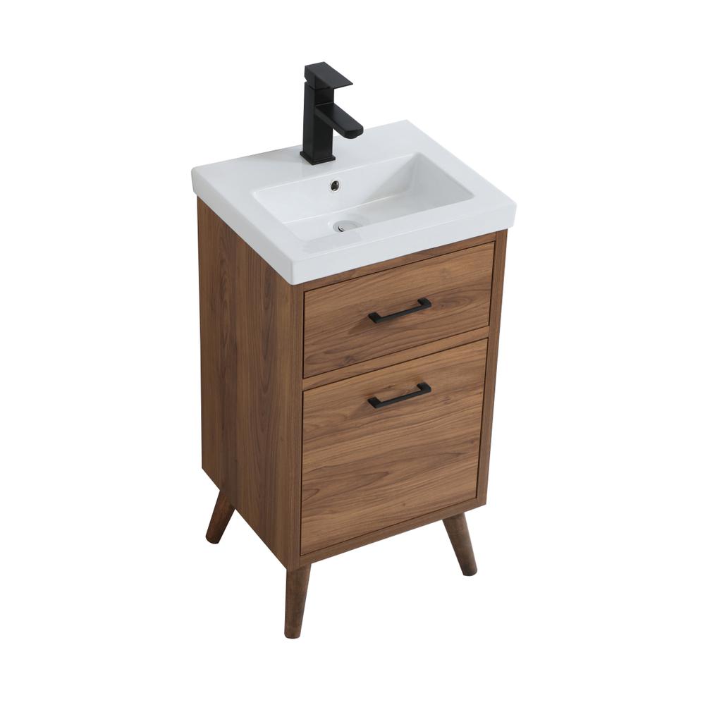 18 inch bathroom vanity in walnut brown. Picture 7