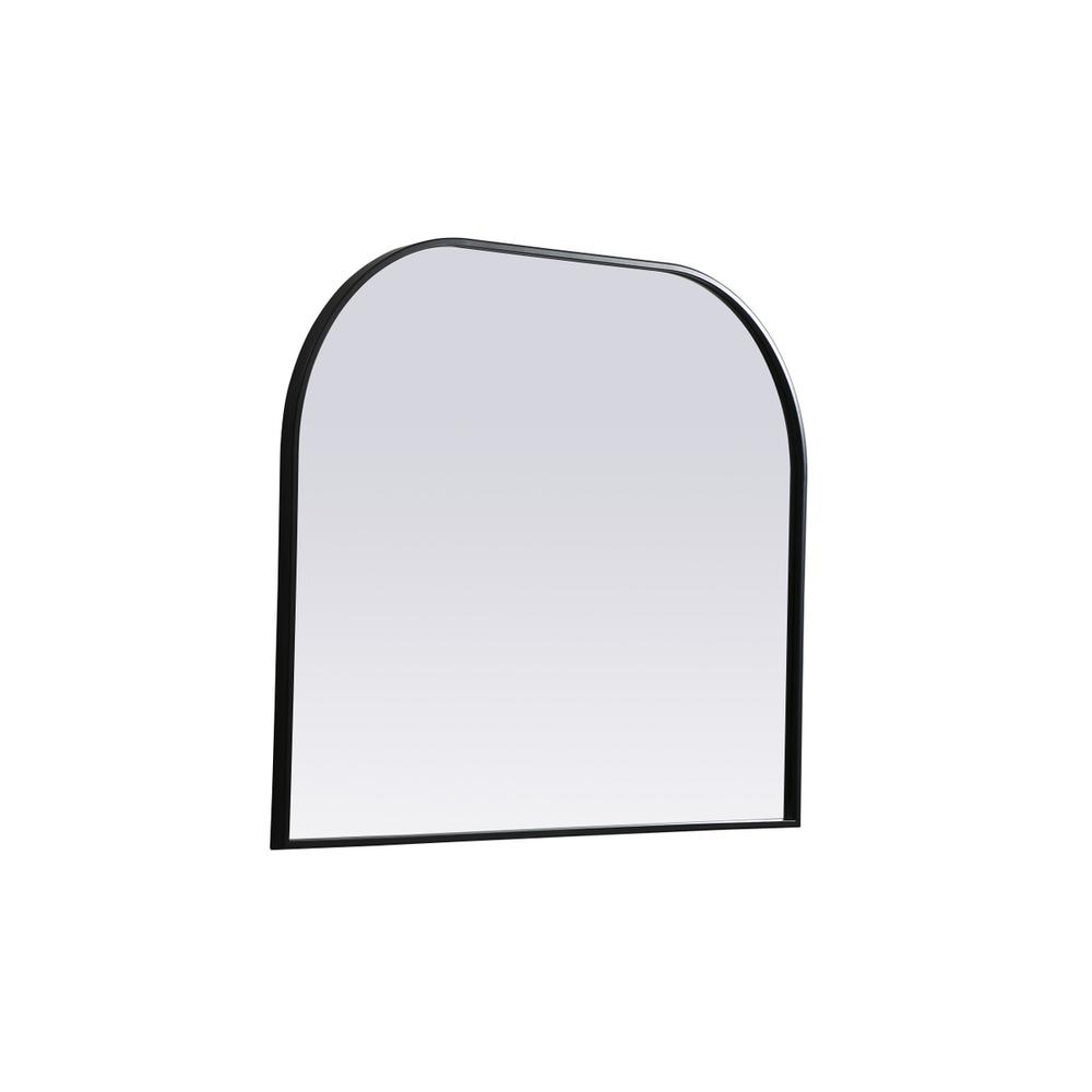 Metal Frame Arch Mirror 36x30 Inch in Black. Picture 7