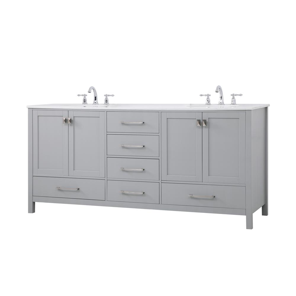 72 inch Double Bathroom Vanity in Gray. Picture 6