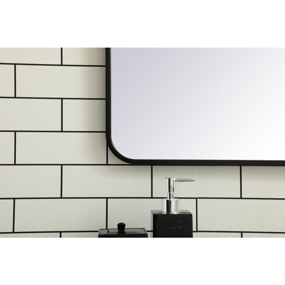 Soft corner metal rectangular mirror 24x40 inch in Black. Picture 3