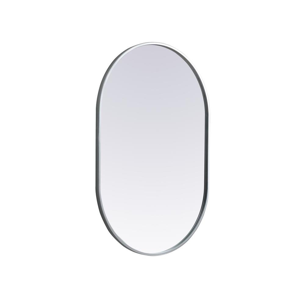 Metal Frame Oval Mirror 24x36 Inch in Silver. Picture 7
