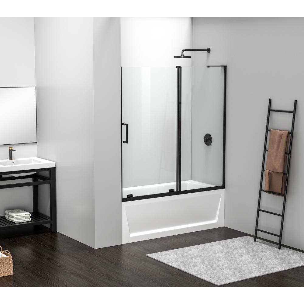 Frameless tub door 60 x 60 Matte Black. Picture 11