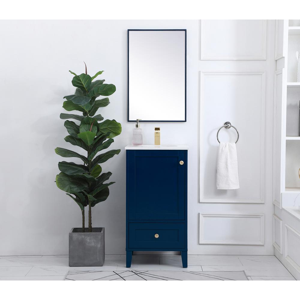 18 inch Single Bathroom Vanity in Blue. Picture 4