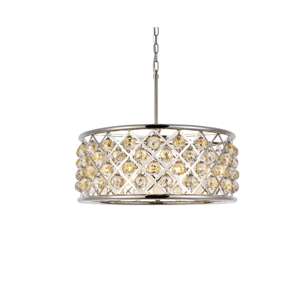 Madison 6 light polished Nickel Chandelier Golden Teak (Smoky) Royal Cut Crystal. Picture 2
