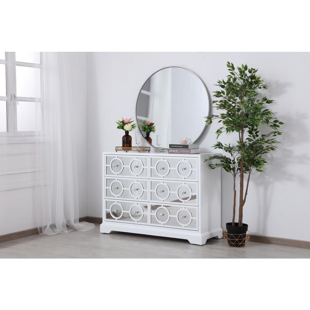 48 in. mirrored six drawer cabinet in white. Picture 2
