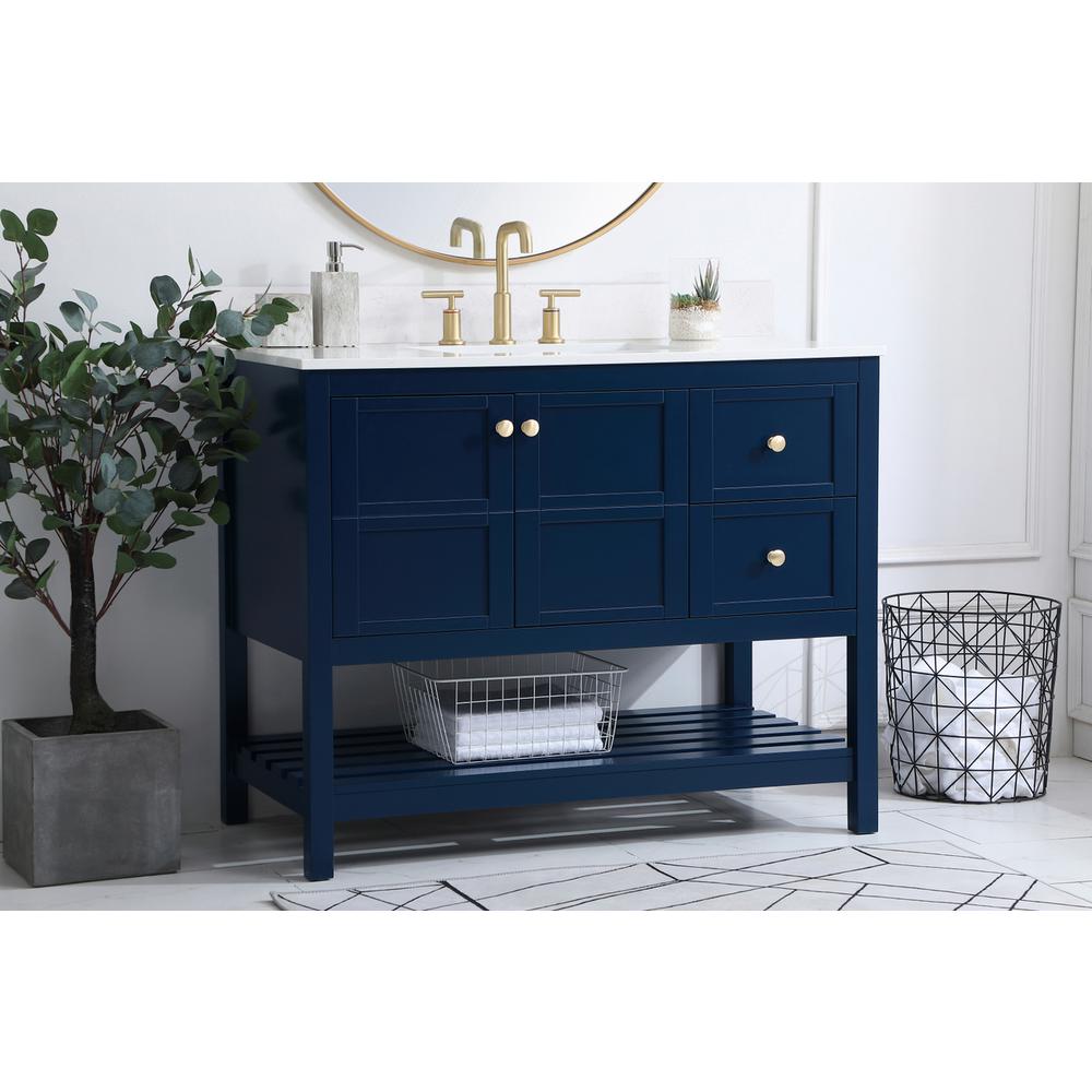 42 inch Single Bathroom Vanity in Blue with Backsplash. Picture 2