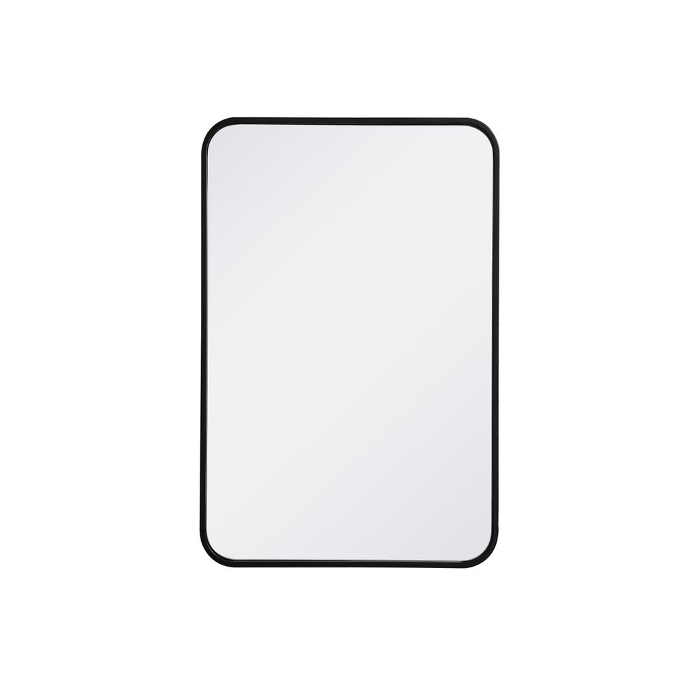 Soft corner metal rectangular mirror 20x30 inch in Black. Picture 1