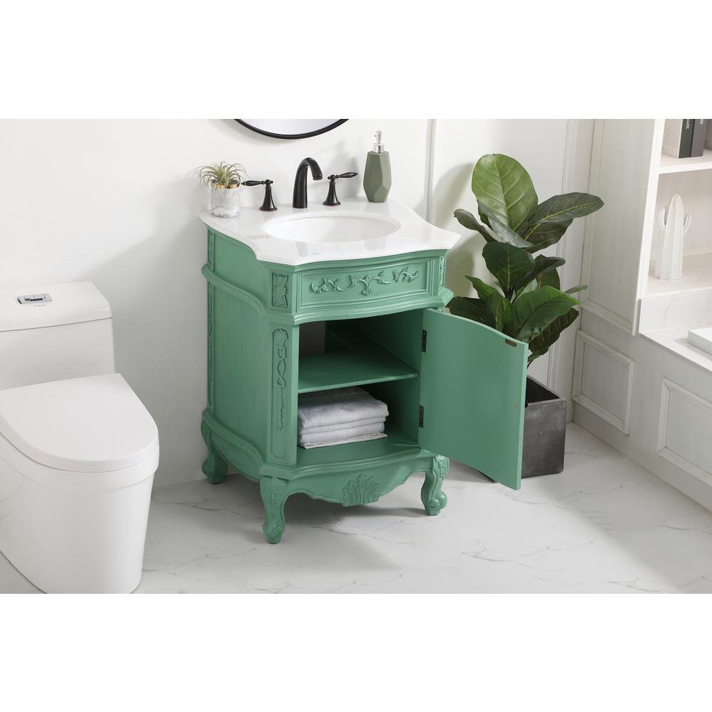 24 inch Single Bathroom vanity in vintage mint. Picture 3