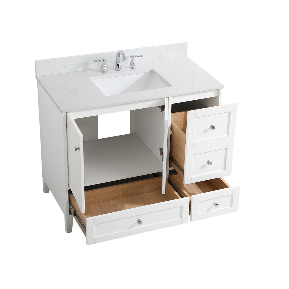 42 inch Single Bathroom Vanity in White with Backsplash. Picture 10