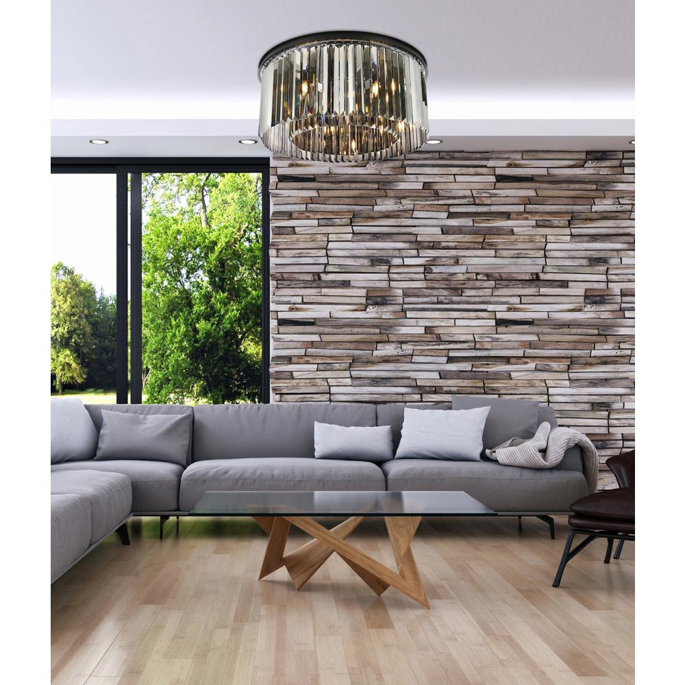 Sydney 8 light Matte Black Flush Mount Silver Shade (Grey) Royal Cut Crystal. Picture 8