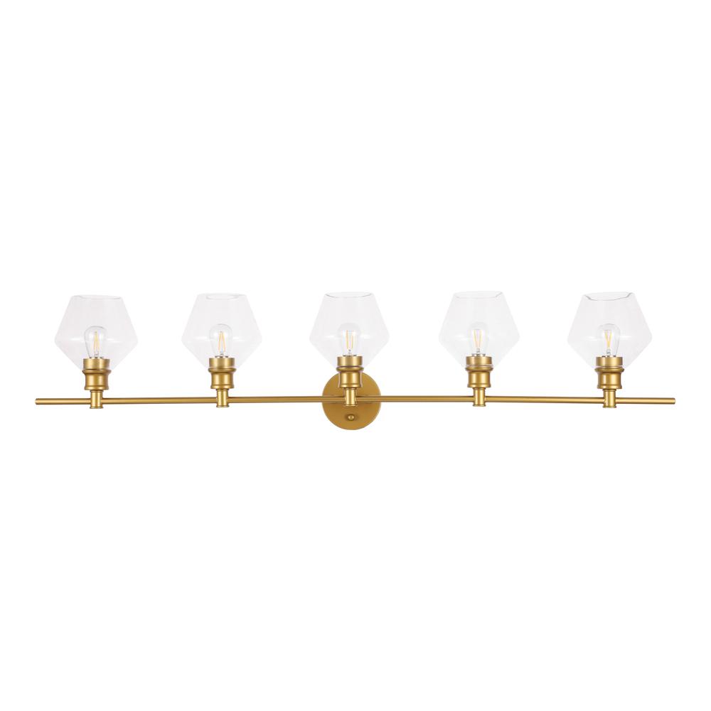 Gene 5 light Brass and Clear glass Wall sconce. Picture 2