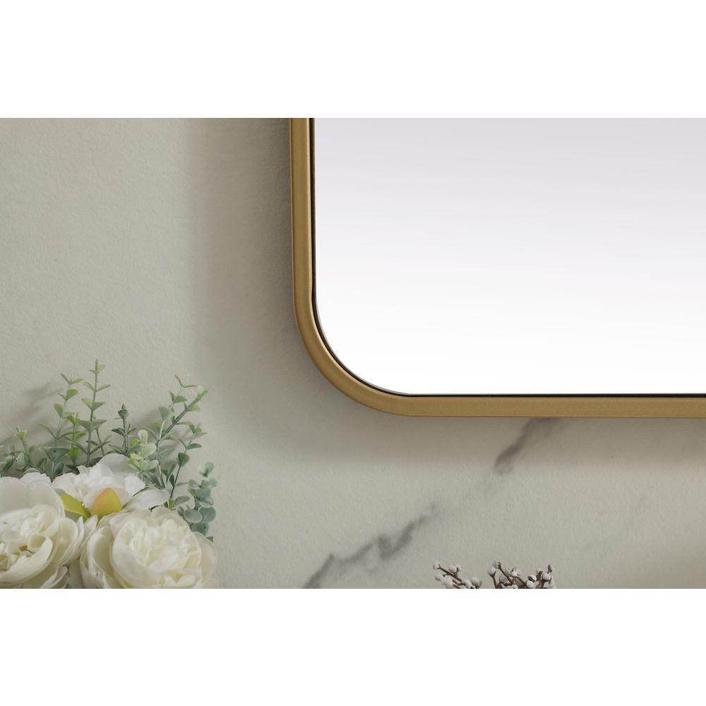 Soft Corner Metal Rectangle Mirror 32x72 Inch in Brass. Picture 5