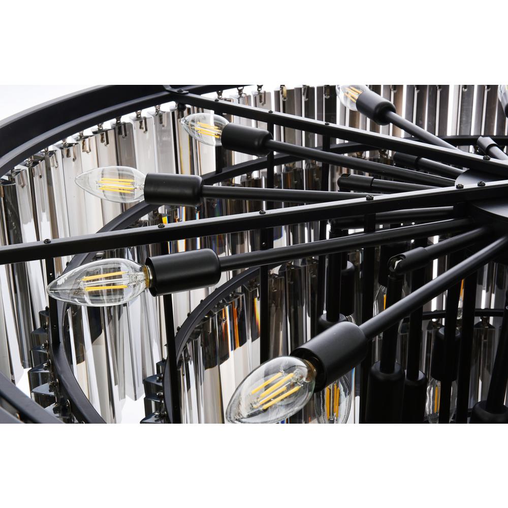 Sydney 33 light Matte Black Chandelier Silver Shade (Grey) Royal Cut Crystal. Picture 4