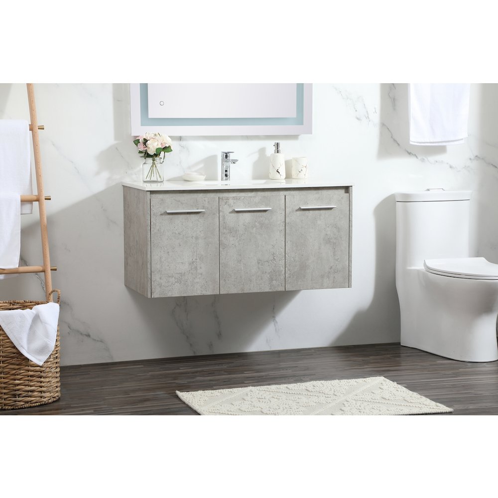 40 Inch Single Bathroom Vanity In Concrete Grey. Picture 3