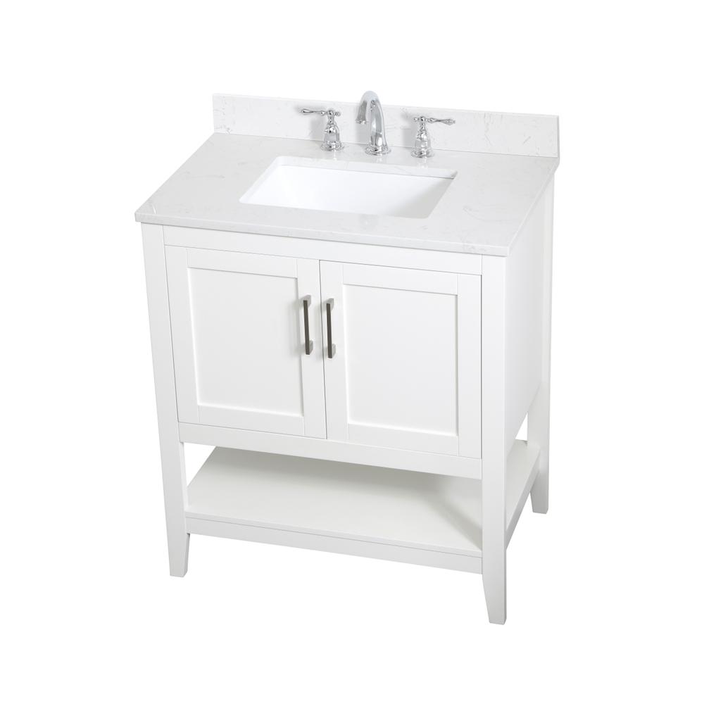 30 inch Single Bathroom Vanity in White with Backsplash. Picture 8