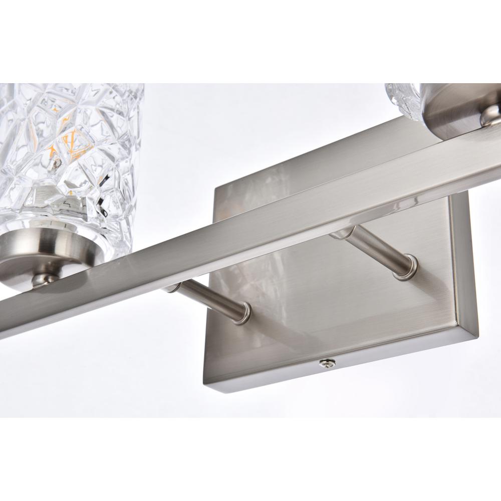 Cassie 2 lights bath sconce in satin nickel with clear shade. Picture 3