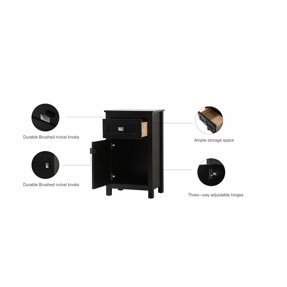 18 Inch Wide Bathroom Storage Freedstanding Cabinet In Black. Picture 12
